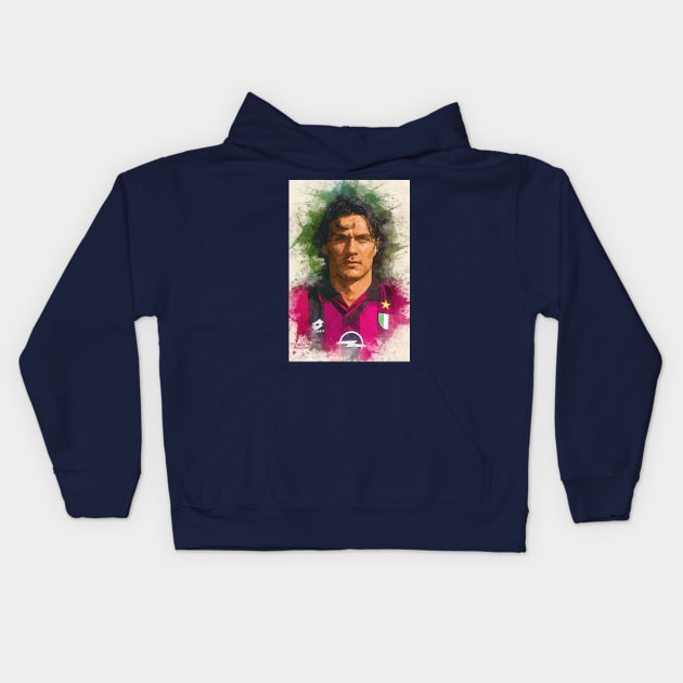 Paolo Maldini Portrait Kids Hoodie by Naumovski